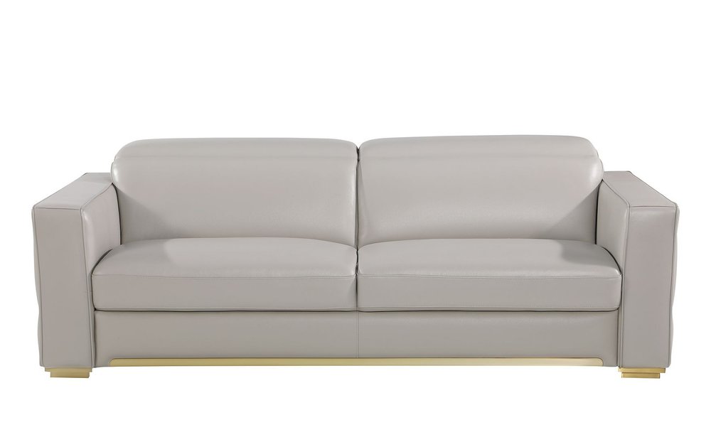 Dark Gray Top Grain Leather Reclining Solid Wood Sofa - 89-inch