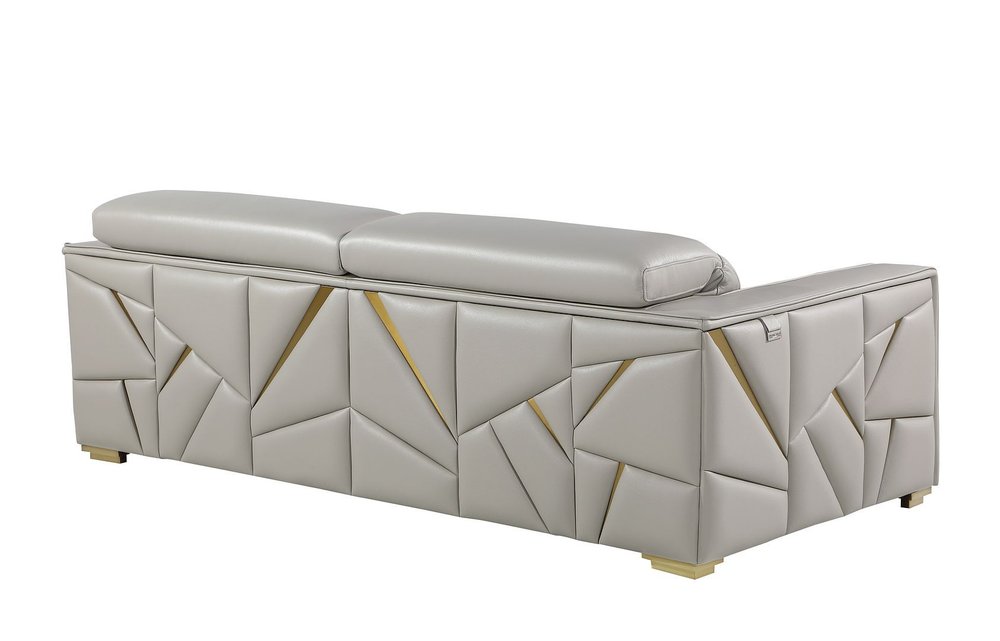 Dark Gray Top Grain Leather Reclining Solid Wood Sofa - 89-inch
