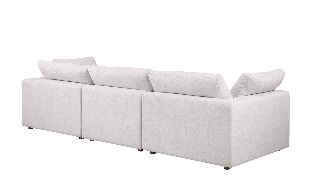 Beige Top Grain Leather Reclining Solid Wood Sofa - 122-inch