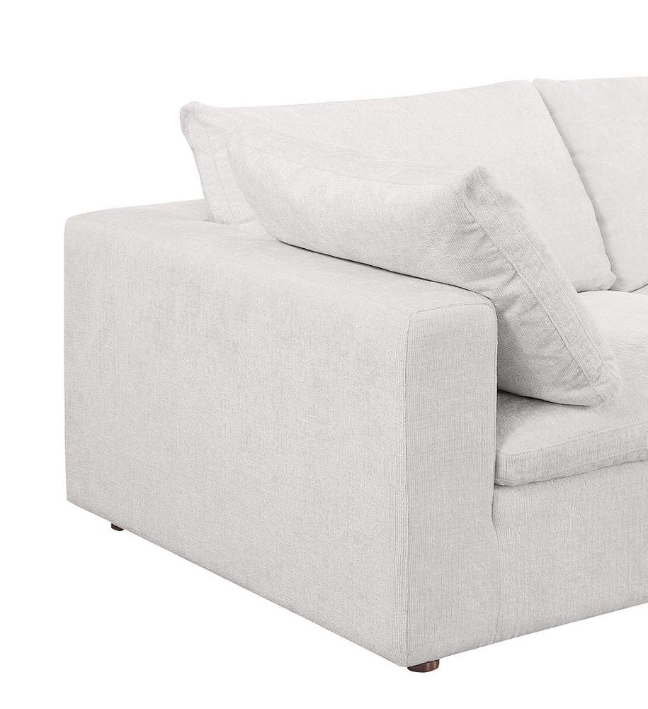 Beige Top Grain Leather Reclining Solid Wood Sofa - 122-inch