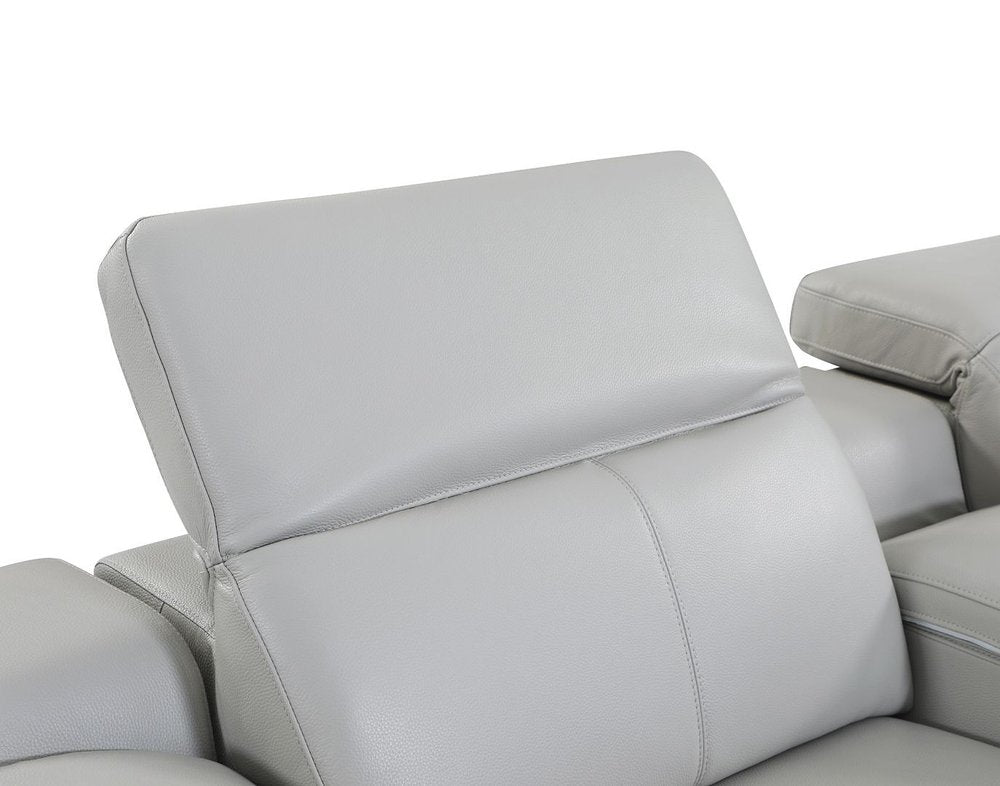 Beige Italian Leather Reclining Metal USB Sofa - 175-inch