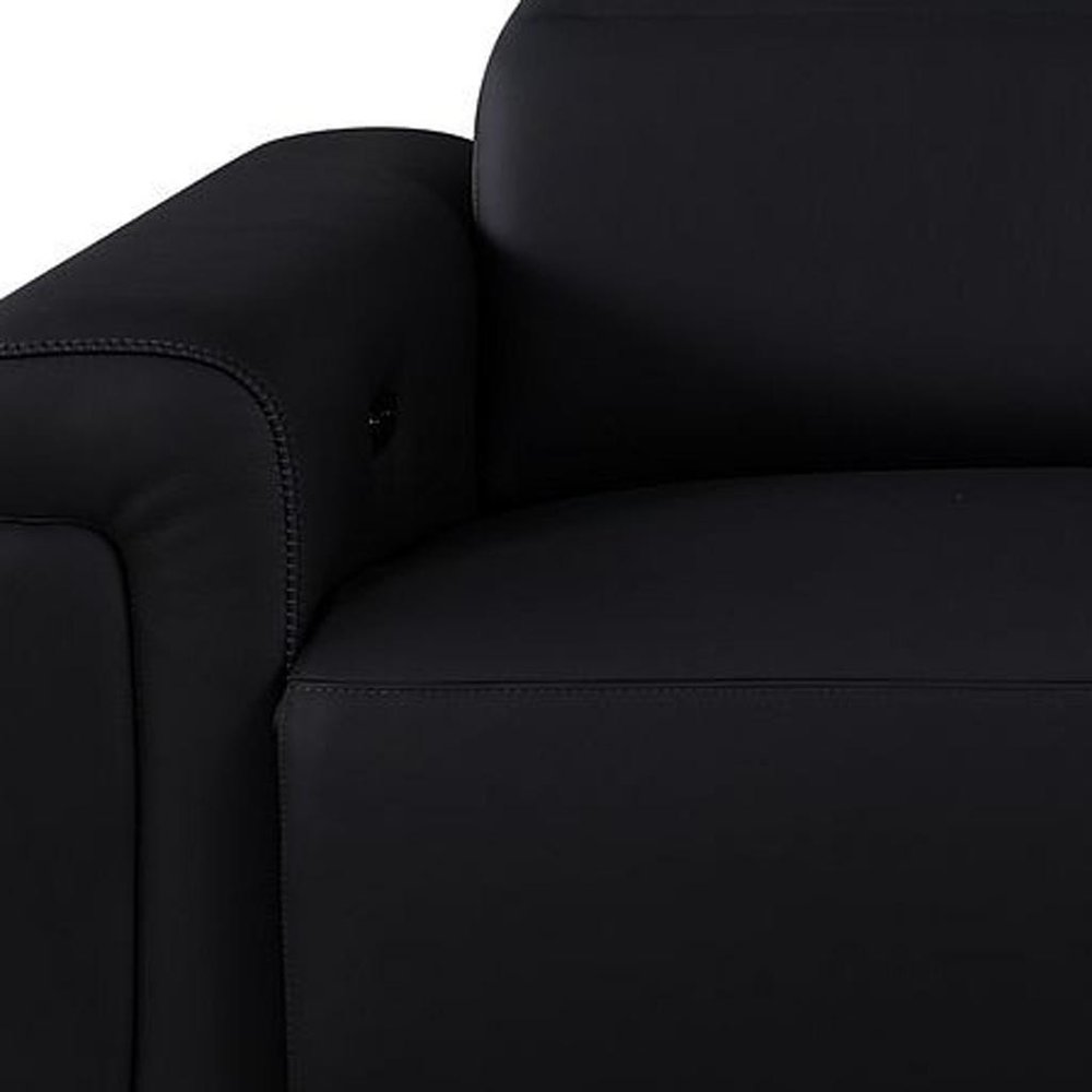 Beige Top Grain Leather Reclining Metal USB Sofa - 100-inch