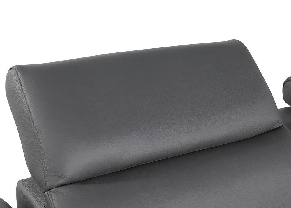 Beige Top Grain Leather Reclining Metal USB Sofa - 100-inch