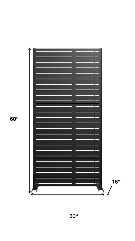 Black Steel Five Panel Screen Room Divider - 60-inch