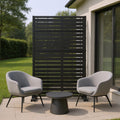 Black Steel Five Panel Screen Room Divider - 60-inch