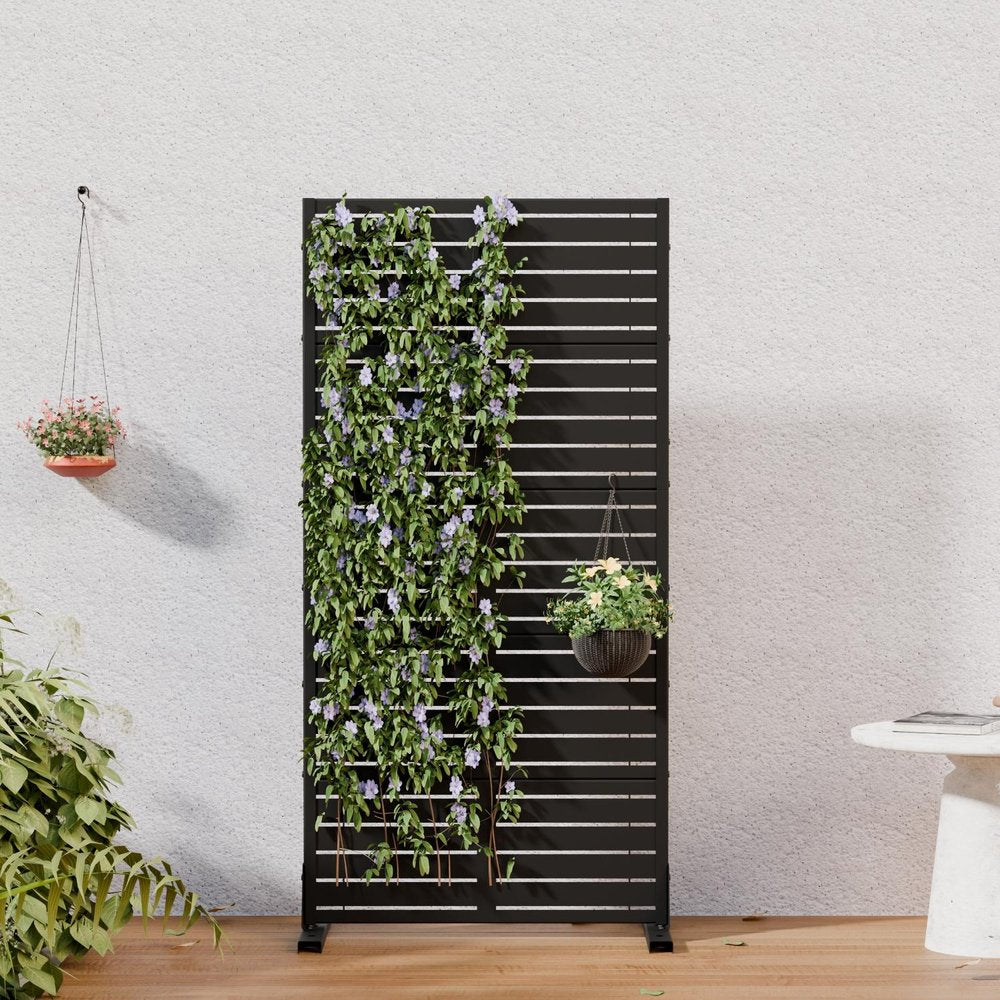 Black Steel Five Panel Screen Room Divider - 60-inch