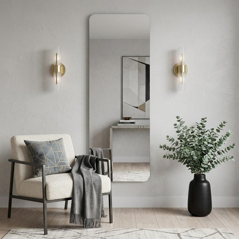 Silver Frameless Full Length Hanging Mirror - 65-inch