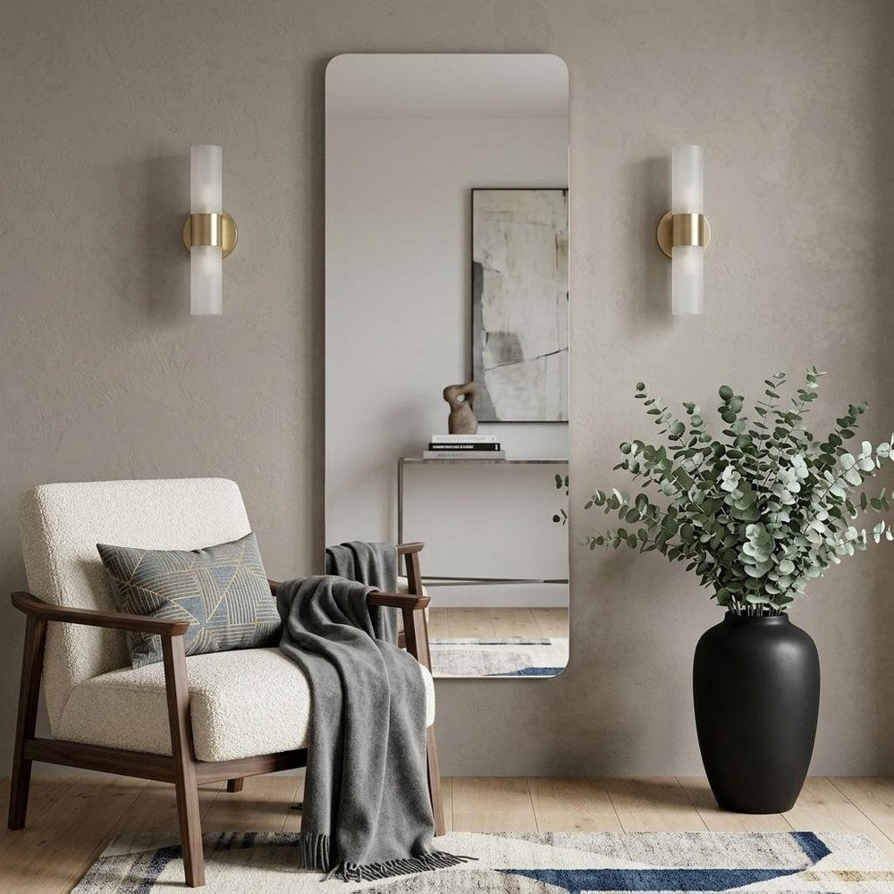 Silver Frameless Full Length Hanging Mirror - 56-inch