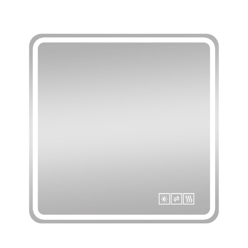 Square Lighted Frameless Bathroom Vanity Mirror - 36-inch