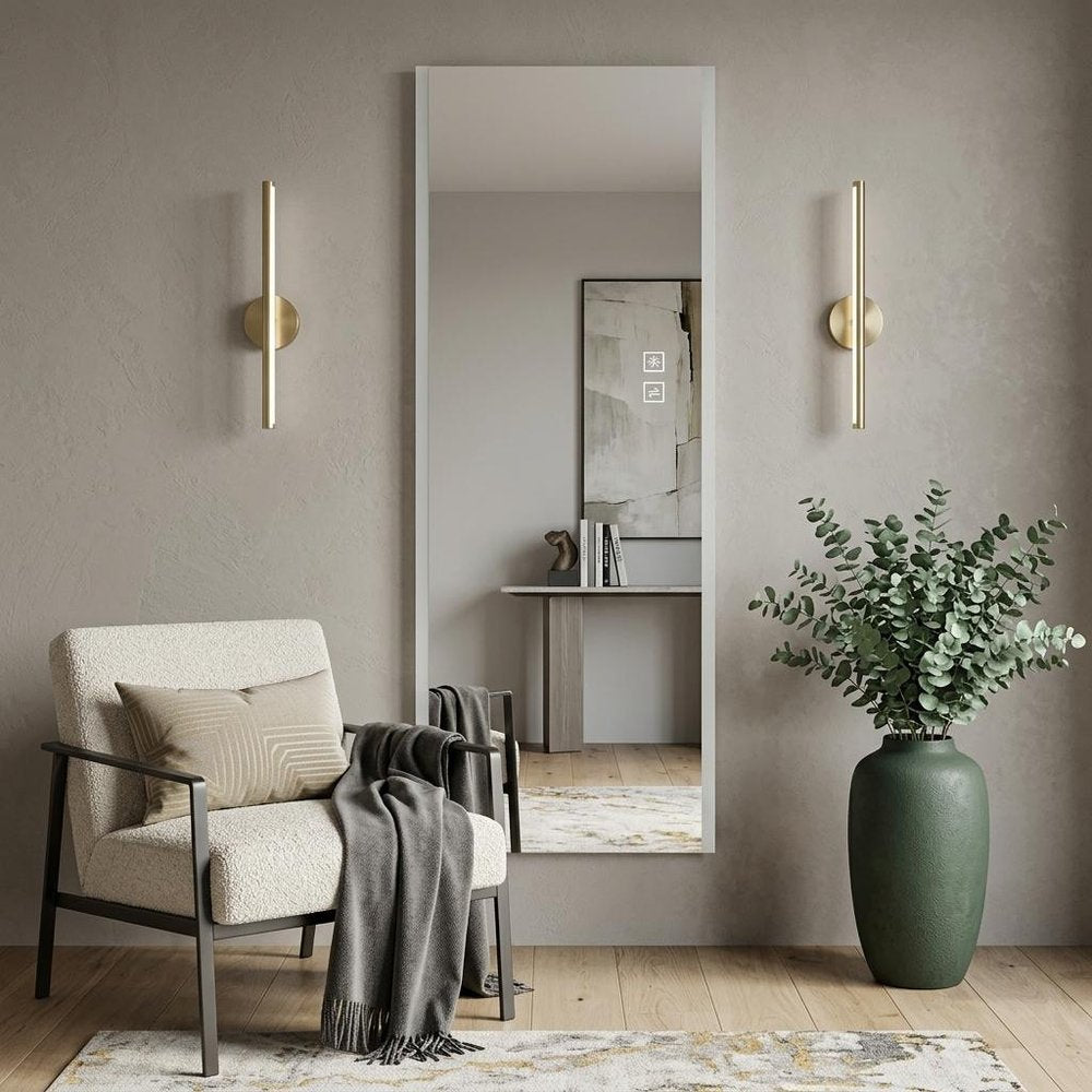 Silver Lighted Frameless Full Length Hanging Mirror - 65-inch