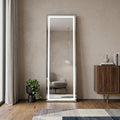 Silver Lighted Wall Mount or Freestanding Frameless Standing Mirror - 65-inch