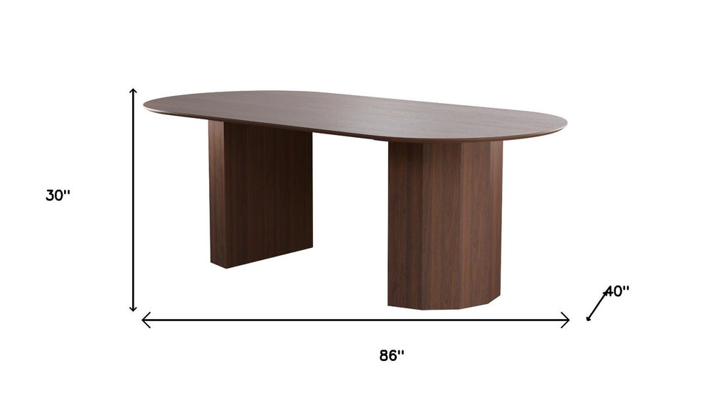 Walnut Wood Double Pedestal Base Oval Dining Table - 86-inch