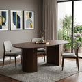 Walnut Wood Double Pedestal Base Oval Dining Table - 86-inch