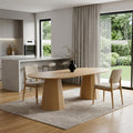 Natural Wood Double Pedestal Base Oval Dining Table - 86-inch