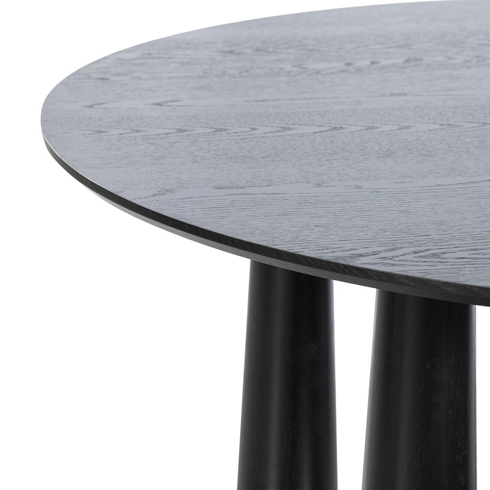 Black Solid Wood Round Top Dining Table - 59-inch