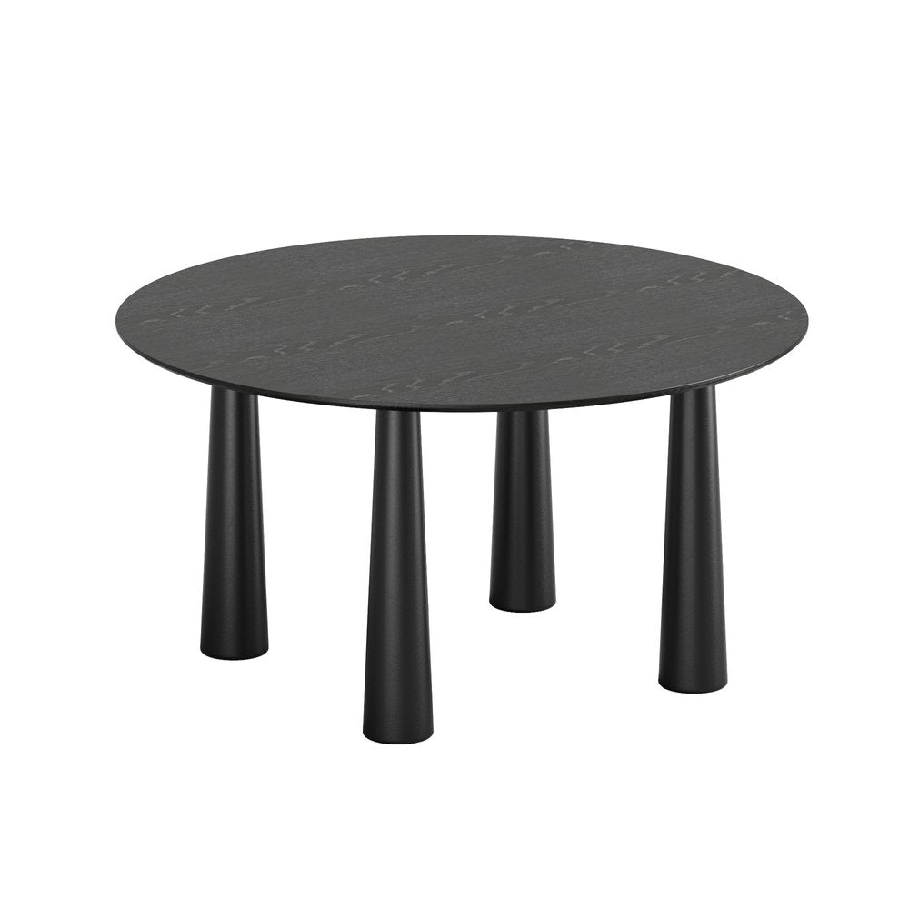 Black Solid Wood Round Top Dining Table - 59-inch