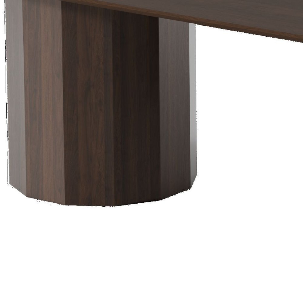 Walnut Solid Wood Double Pedestal Base Oval Dining Table - 86-inch