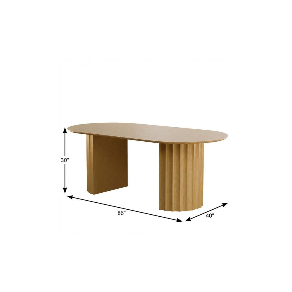 Natural Wood Double Pedestal Base Oval Dining Table - 86-inch