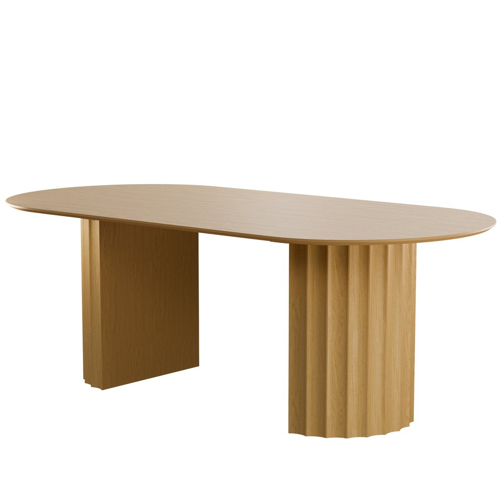 Natural Wood Double Pedestal Base Oval Dining Table - 86-inch