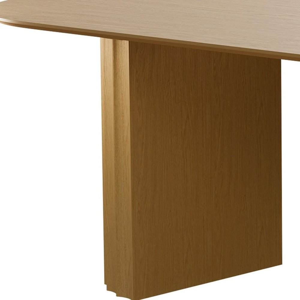Natural Wood Double Pedestal Base Oval Dining Table - 86-inch