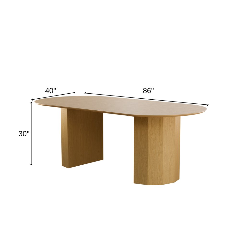 Natural Wood Double Pedestal Base Oval Dining Table - 86-inch