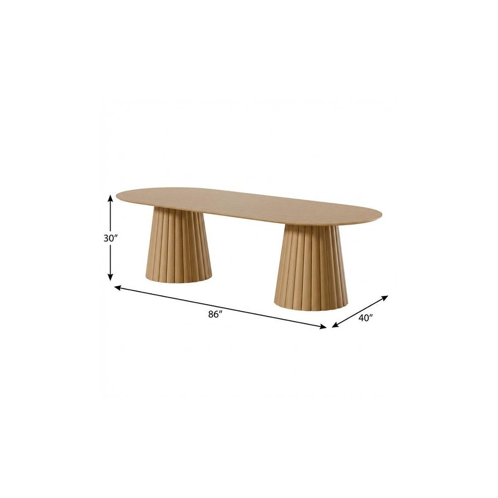 Natural Wood Double Pedestal Base Oval Dining Table - 86-inch
