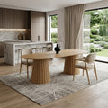 Natural Wood Double Pedestal Base Oval Dining Table - 86-inch