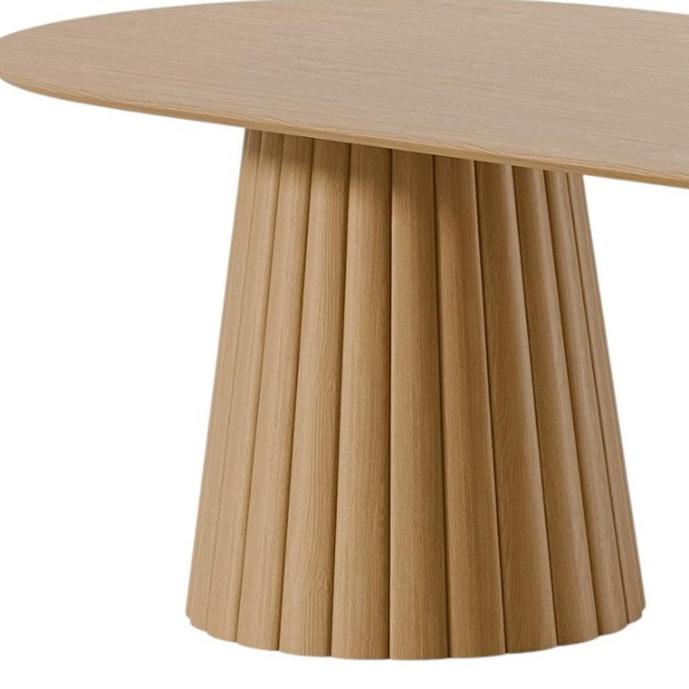 Natural Wood Double Pedestal Base Oval Dining Table - 86-inch