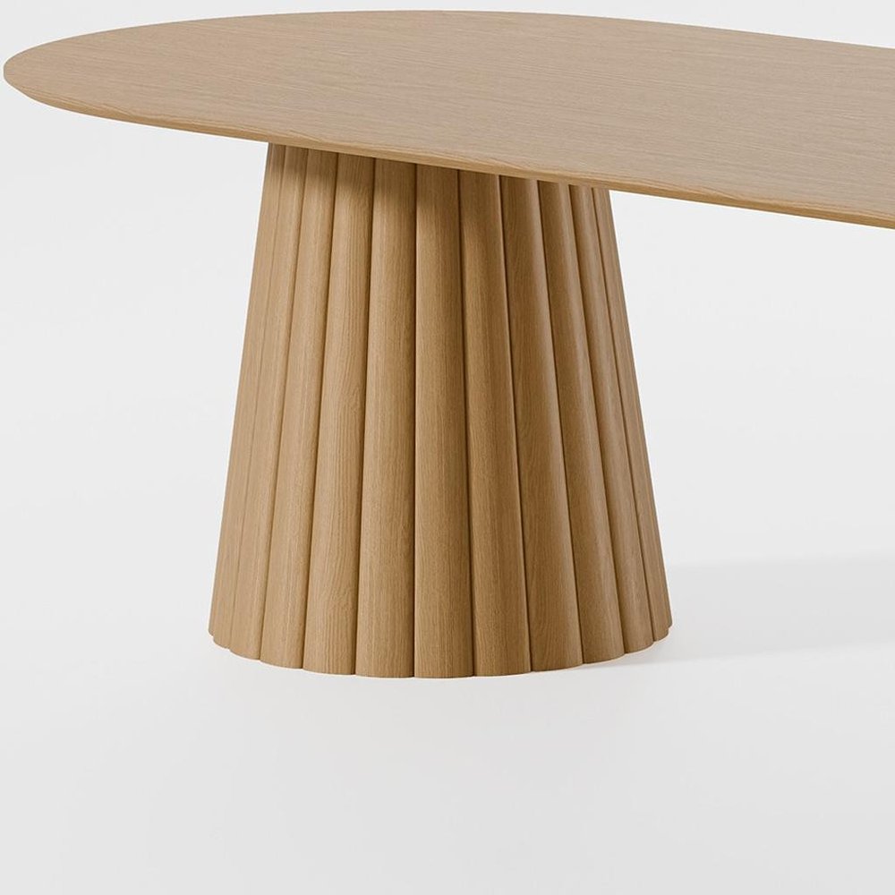 Natural Wood Double Pedestal Base Oval Dining Table - 86-inch