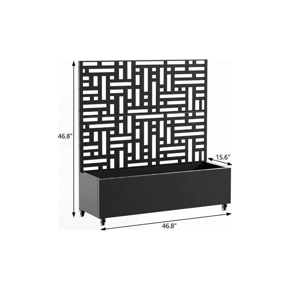 Black Galvanized Metal Rectangular Planter Box - 47 X 47-inch