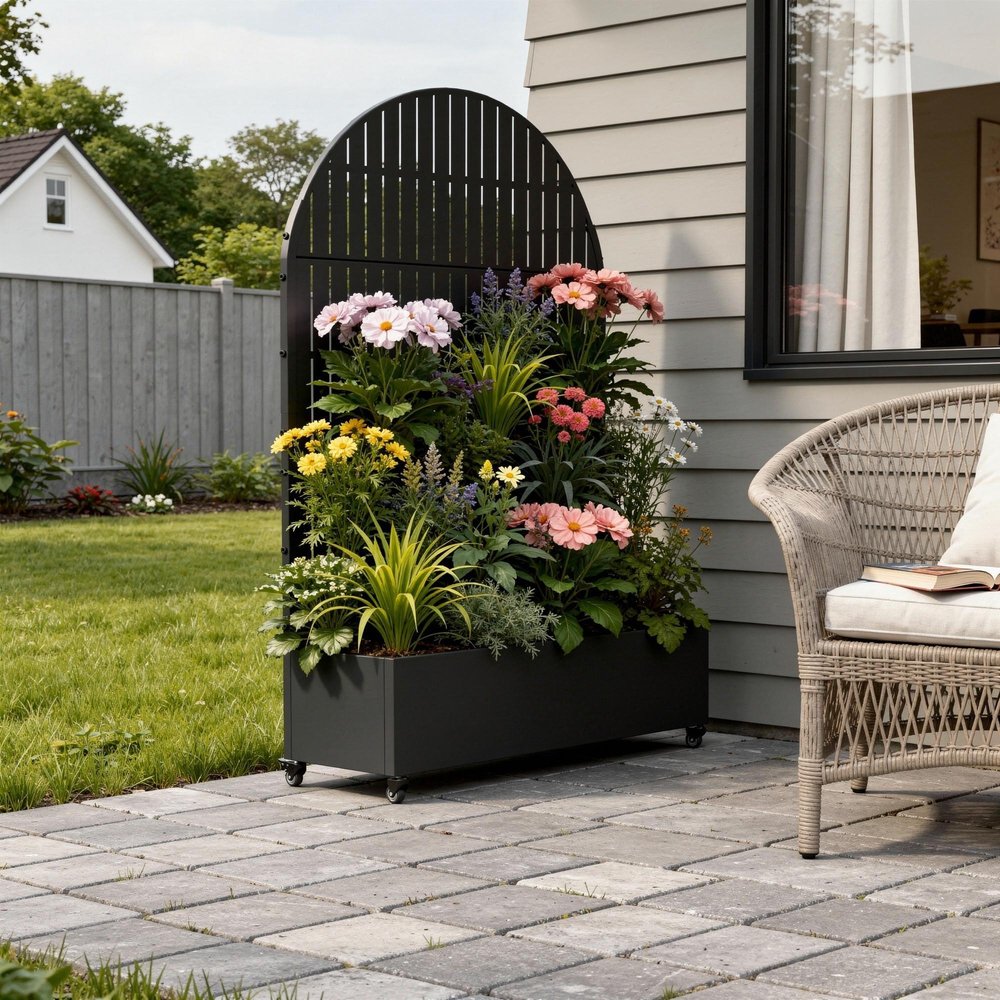Black Galvanized Metal Rectangular Planter Box - 71 X 47-inch