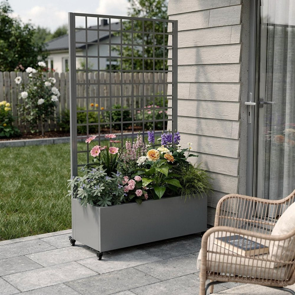 Gray Galvanized Metal Rectangular Planter Box - 71 X 35-inch