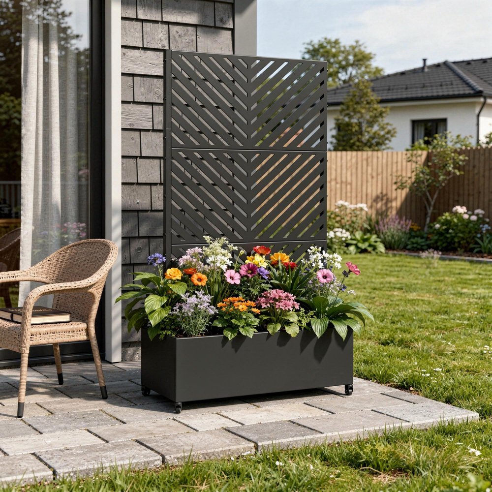 Black Galvanized Metal Rectangular Planter Box - 71 X 35-inch