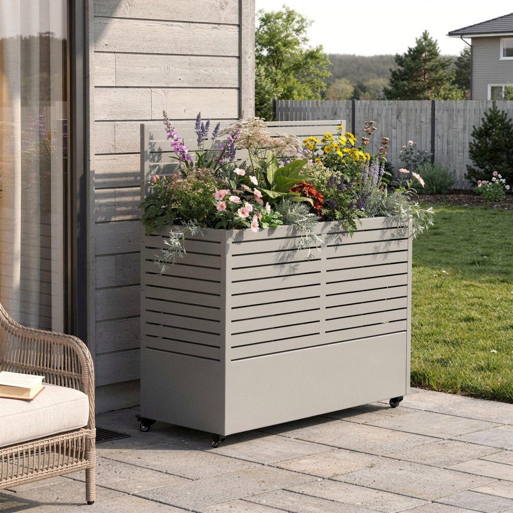 Gray Galvanized Metal Rectangular Planter Box - 47 X 47-inch