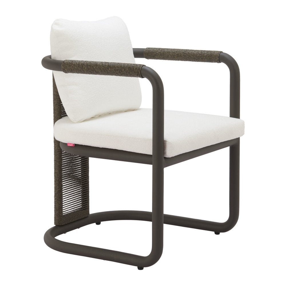 Set of Two Ivory and Black Slipcovered Upholstery Dining Arm Chairs