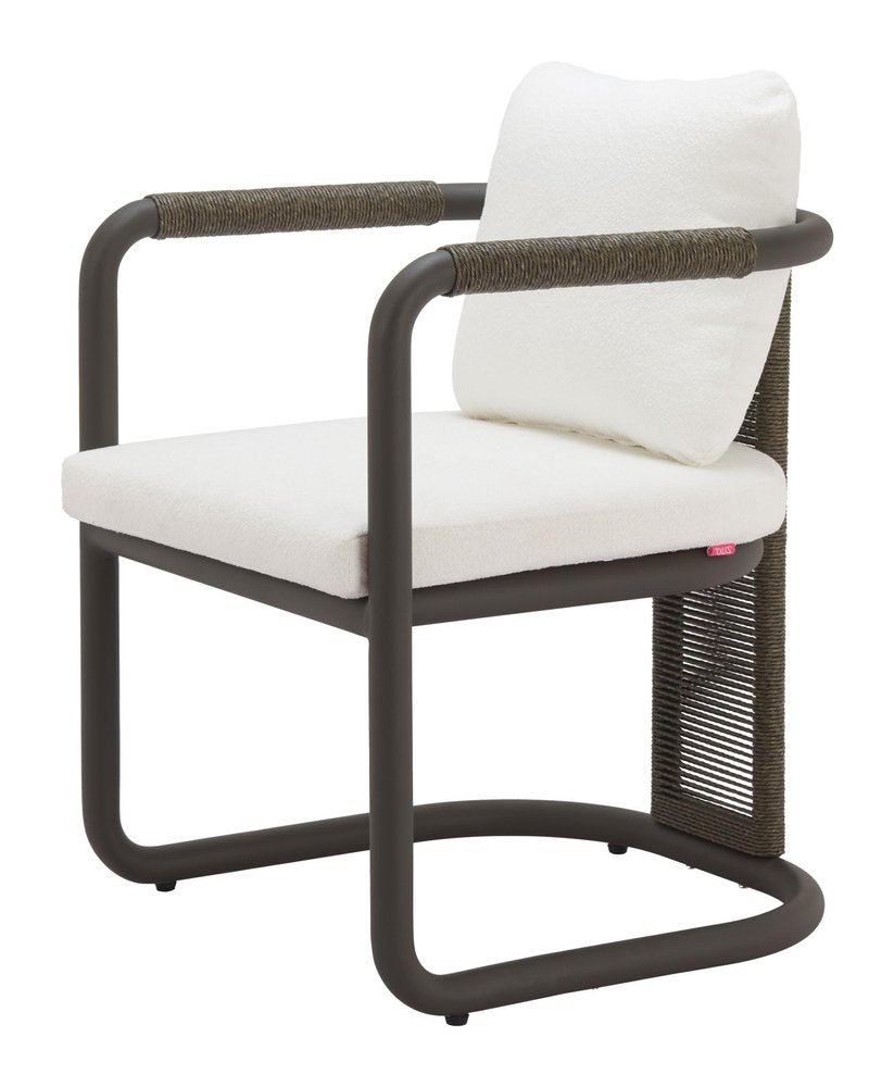 Set of Two Ivory and Black Slipcovered Upholstery Dining Arm Chairs