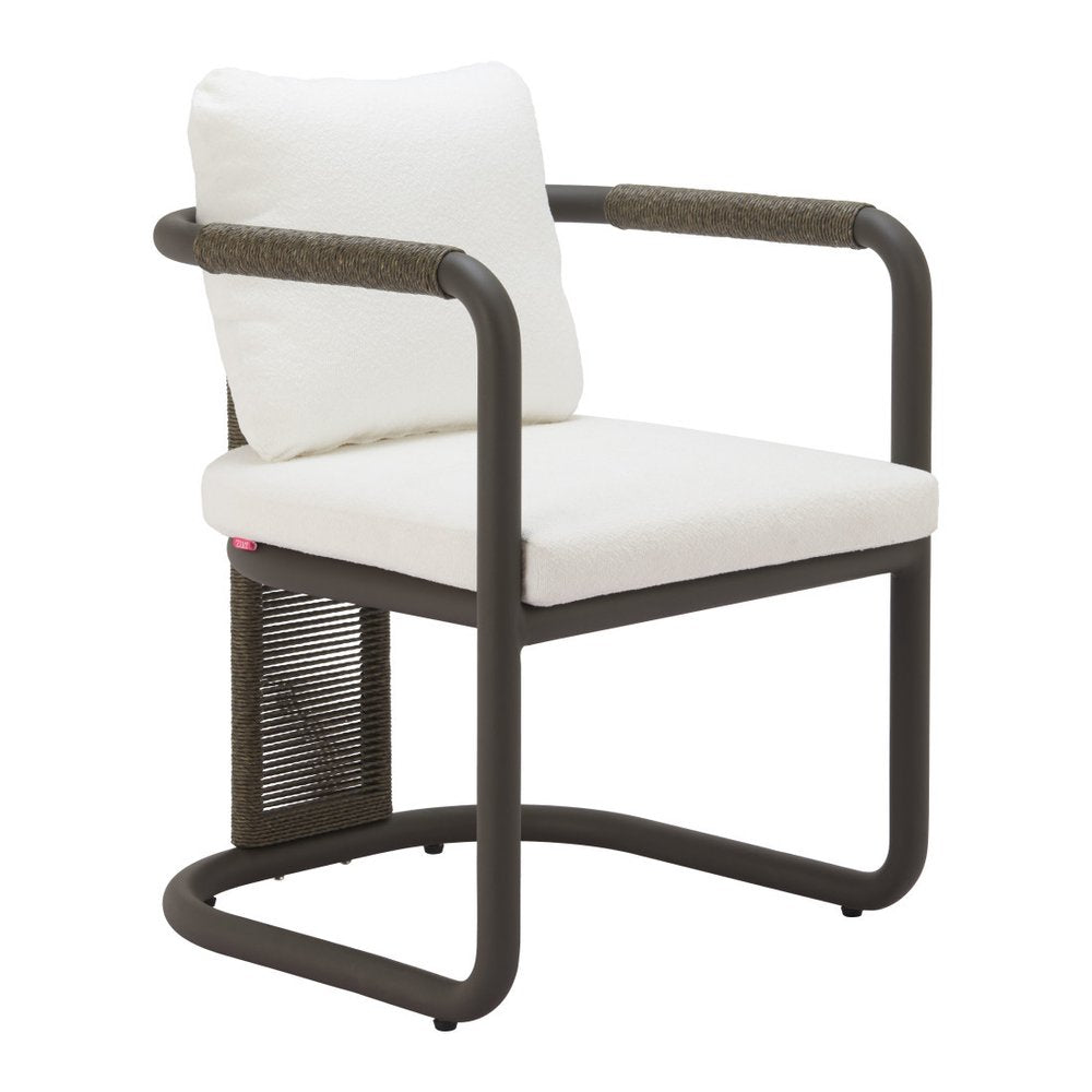 Set of Two Ivory and Black Slipcovered Upholstery Dining Arm Chairs