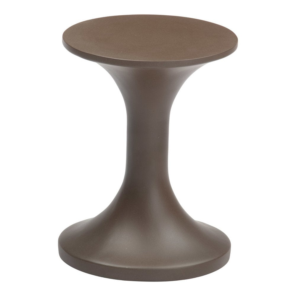 Dark Brown Faux Concrete Round Outdoor Side Table - 14-inch