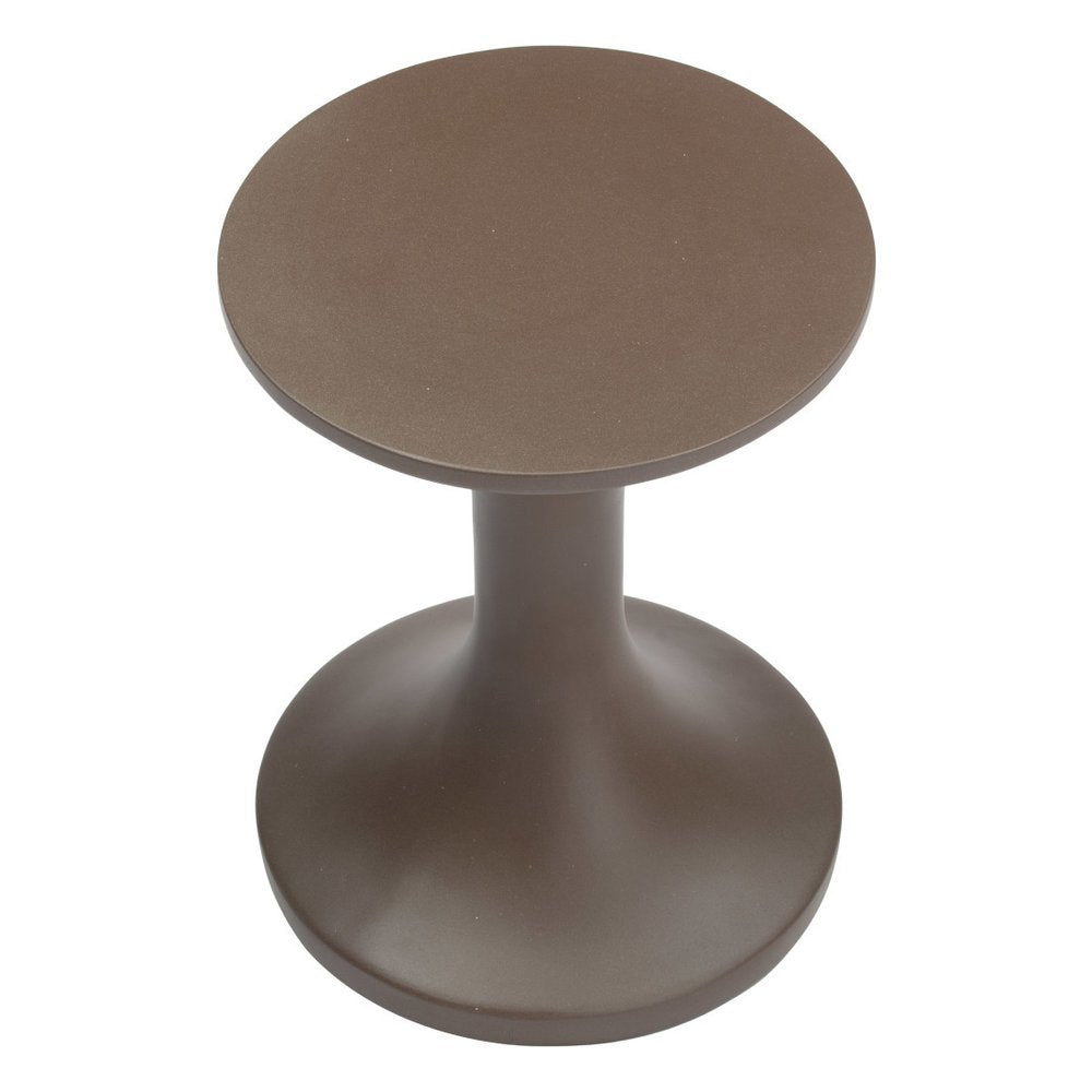 Dark Brown Faux Concrete Round Outdoor Side Table - 14-inch