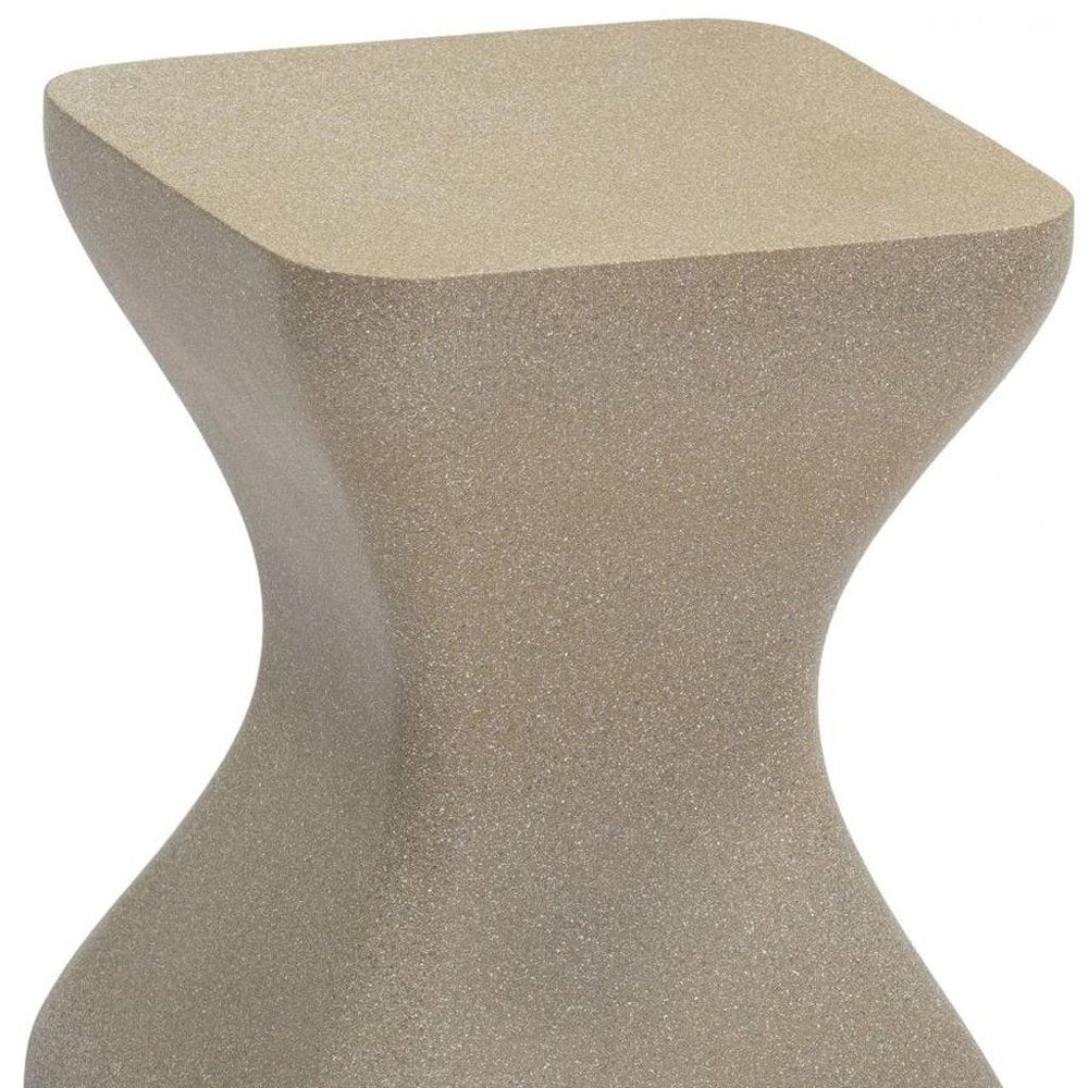 Taupe Faux Concrete Outdoor Side Table - 14-inch