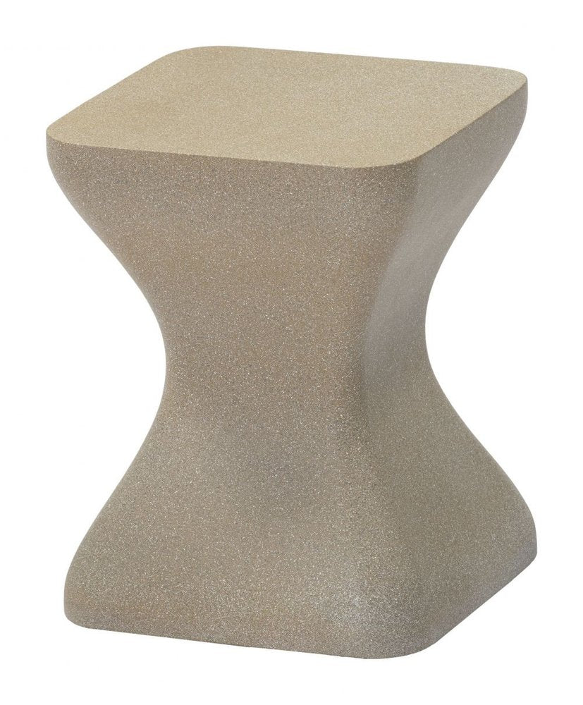 Taupe Faux Concrete Outdoor Side Table - 14-inch