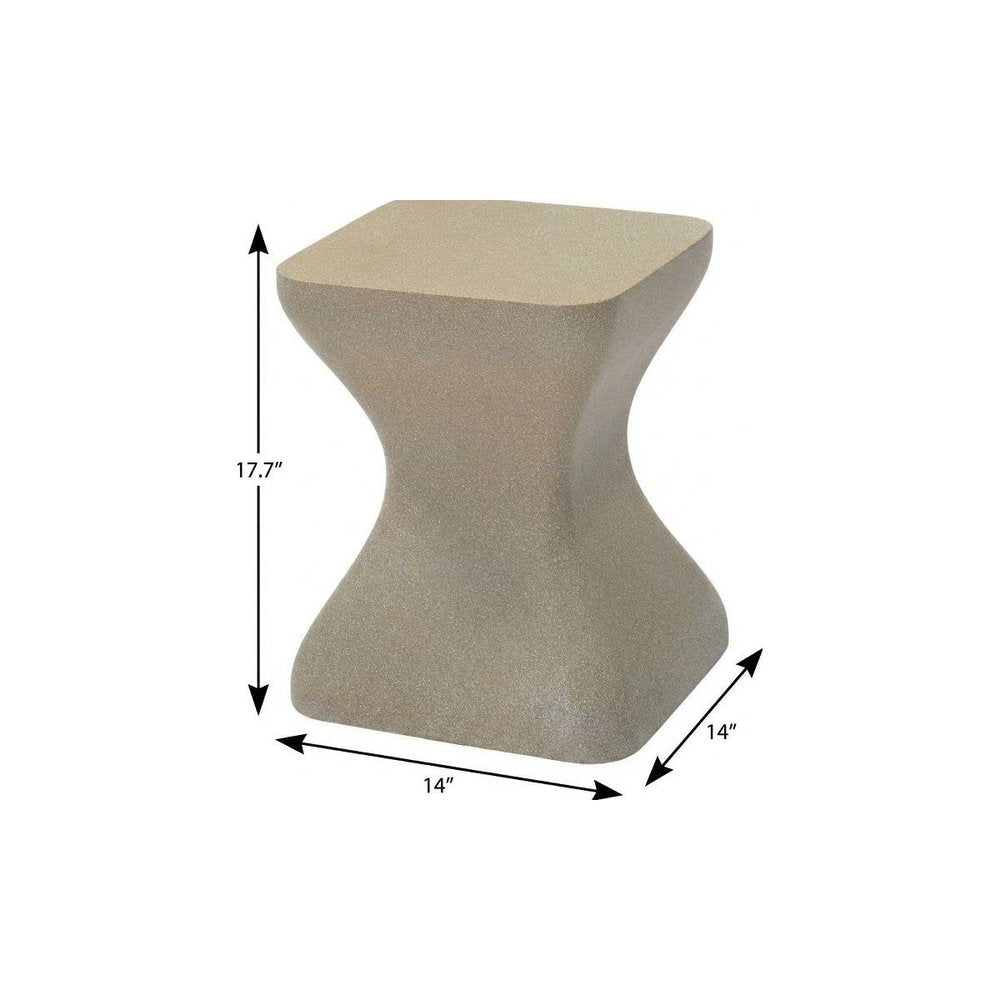 Taupe Faux Concrete Outdoor Side Table - 14-inch