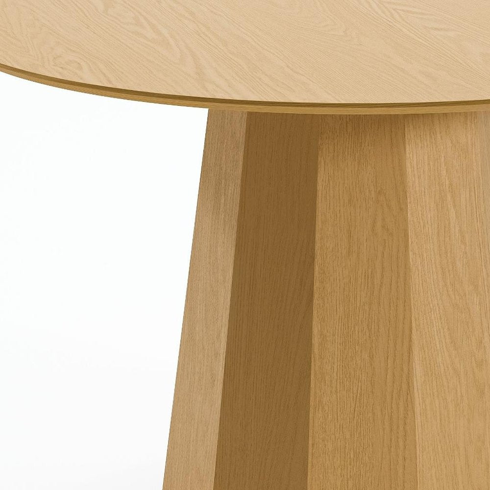 Oak Wood Pedestal Base Beveled Edge Round Top Dining Table - 46-inch
