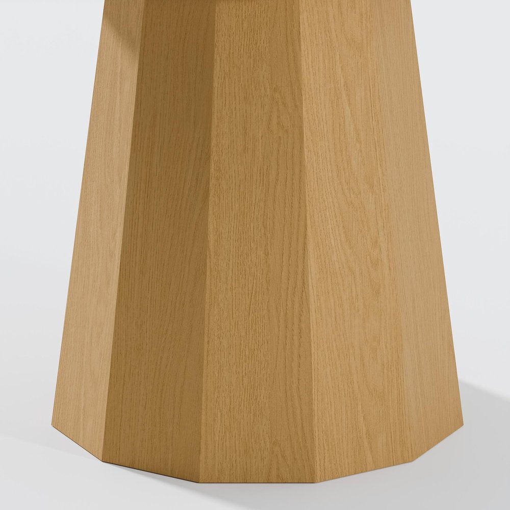 Oak Wood Pedestal Base Beveled Edge Round Top Dining Table - 46-inch