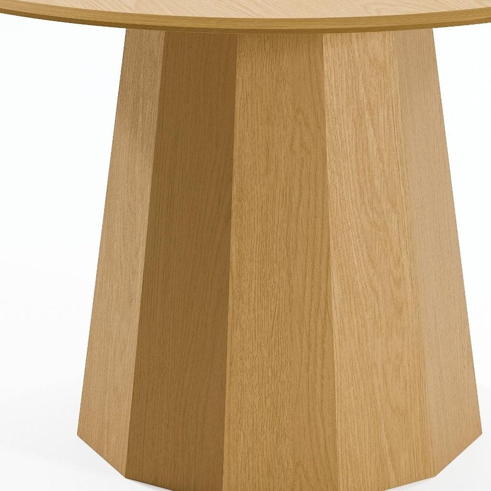 Oak Wood Pedestal Base Round Top Dining Table - 46-inch