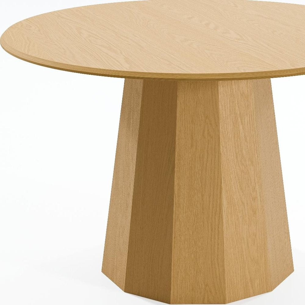 Oak Wood Pedestal Base Round Top Dining Table - 46-inch