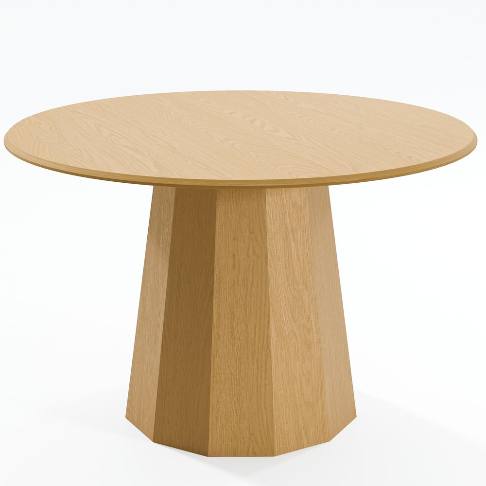 Oak Wood Pedestal Base Round Top Dining Table - 46-inch