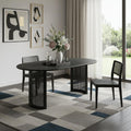 Black Solid Wood Double Pedestal Base Oval Dining Table - 79-inch