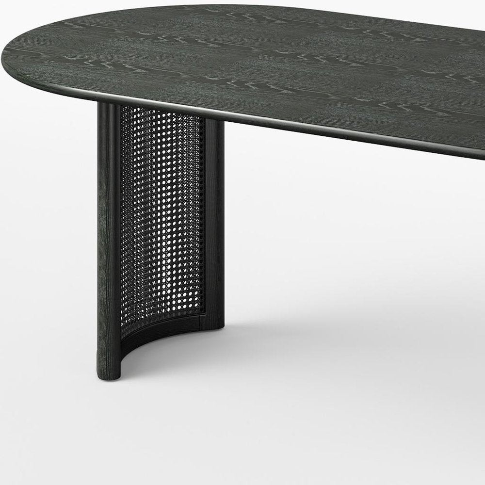 Black Solid Wood Double Pedestal Base Oval Dining Table - 79-inch