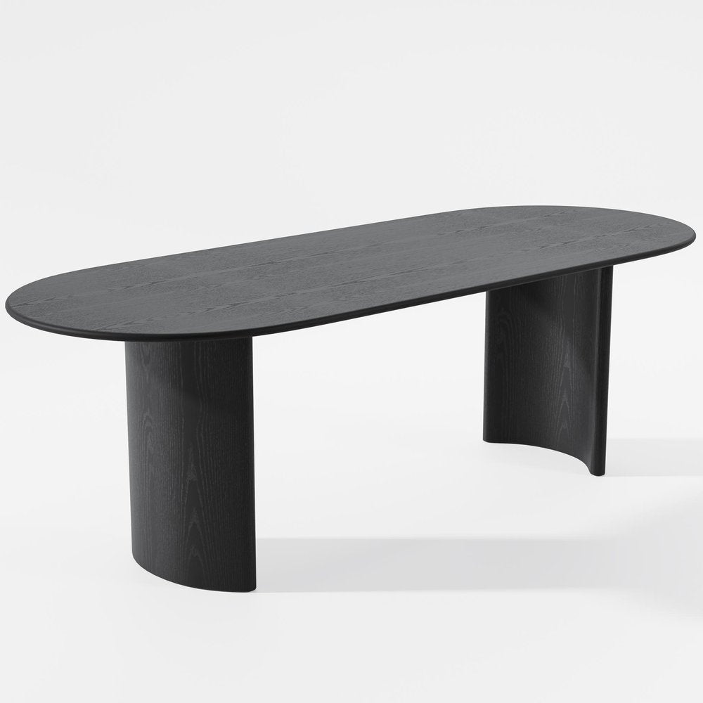 Black Solid Wood Double Pedestal Base Oval Dining Table - 79-inch